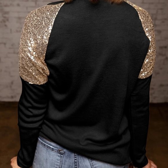Black Its the most Wonderful time of year Christmas Season Sequin Shoulder Top - Picture 2 of 4